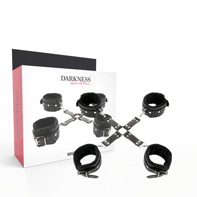 DARKNESS - MENOTTES EN CUIR POUR PIEDS ET MAINS NOIR - Sensualia