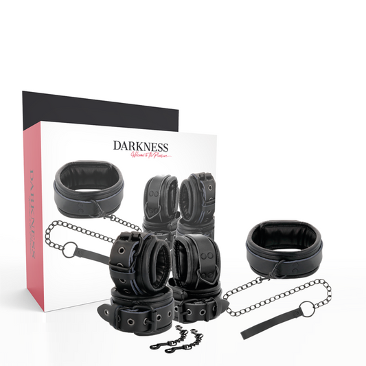 DARKNESS - MENOTTES ET COLLIER EN CUIR NOIR DARKNESS