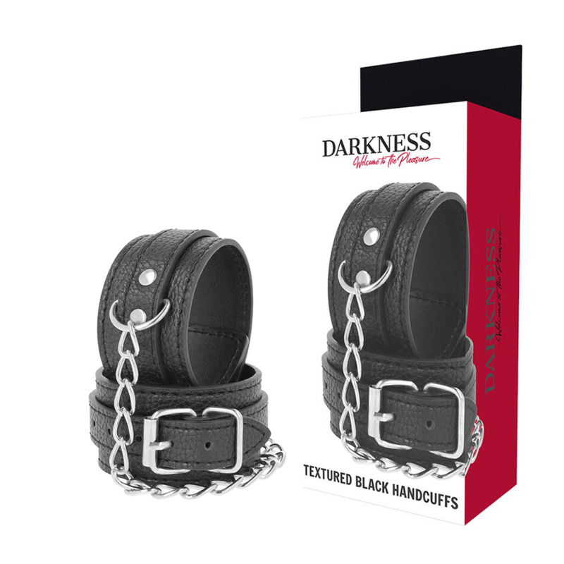 DARKNESS - MENOTTES EN CUIR TEXTURÉ NOIR - Sensualia
