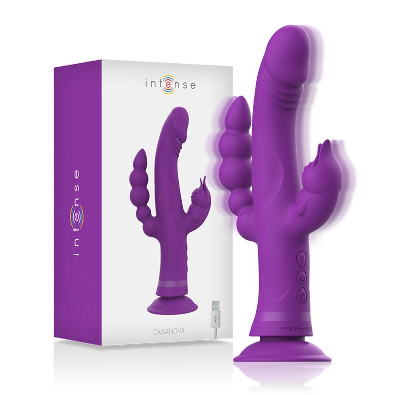 INTENSE - VIBRATEUR EN SILICONE CASANOVA RABBIT TRIPLE MOTEUR VIOLET - Sensualia