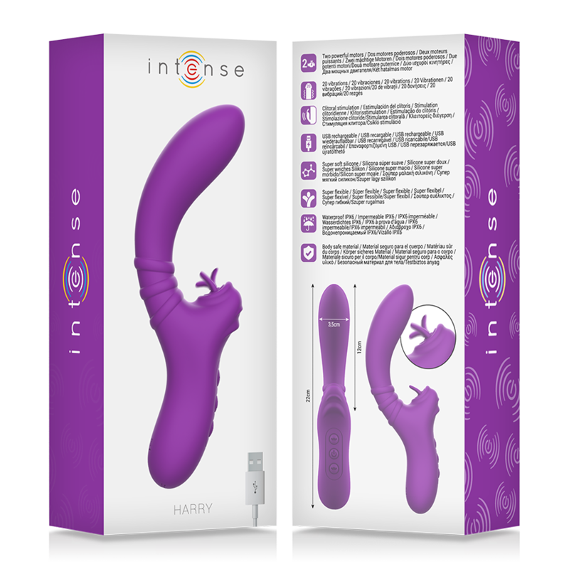 INTENSE - VIBRATEUR FLEXIBLE HARRY AVEC LANGUE VIOLET - Sensualia