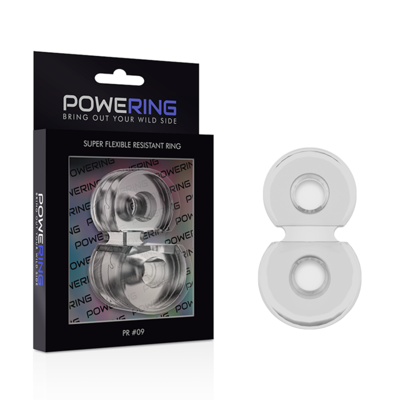 POWERING - DOUBLE ANNEAU PÉNIS SUPER FLEXIBLE ET RÉSISTANT PR09 CLAIR POWERING