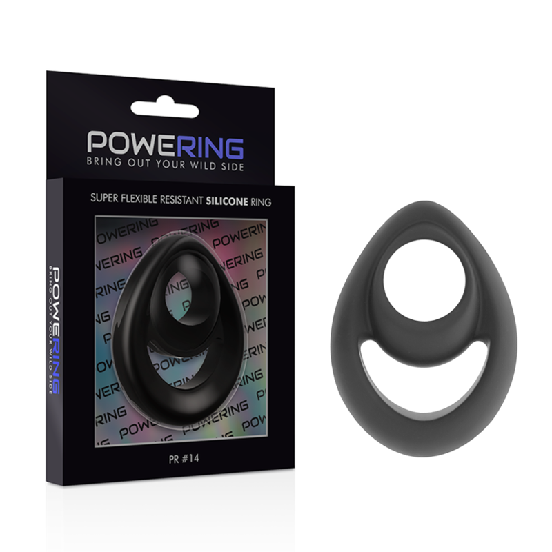 POWERING - ANNEAU PÉNIS ET TESTICULES SUPER FLEXIBLE ET RÉSISTANT PR14 NOIR POWERING
