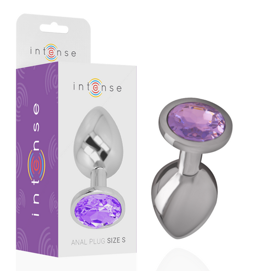 INTENSE - PLUG ANAL EN MÉTAL ALUMINIUM AVEC CRISTAL VIOLET TAILLE L - Sensualia