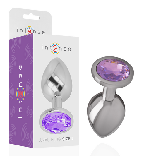 INTENSE - PLUG ANAL EN MÉTAL ALUMINIUM AVEC CRISTAL VIOLET TAILLE S - Sensualia
