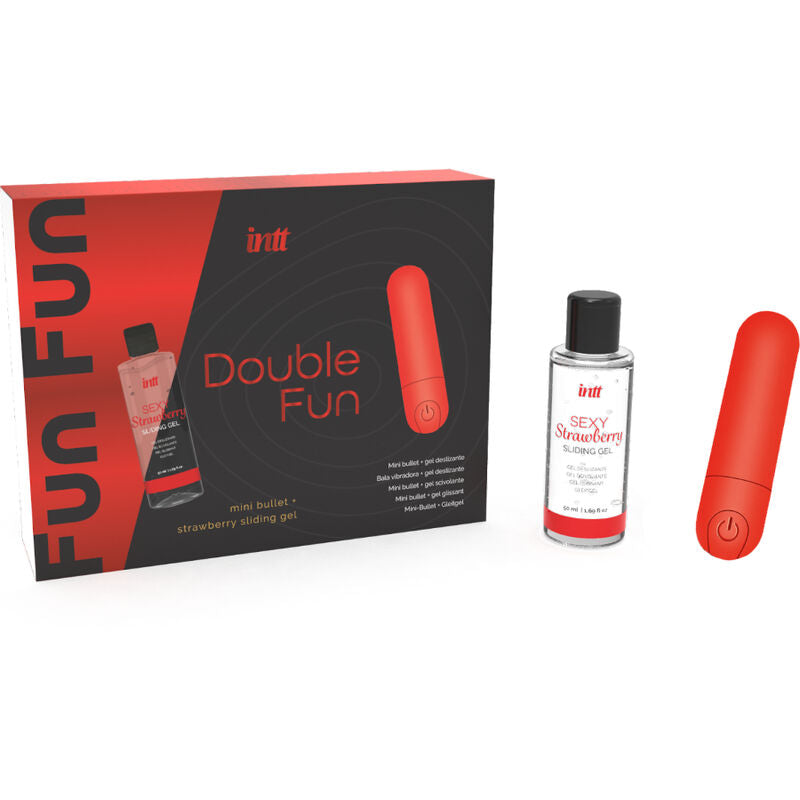 INTT RELEASES - KIT DOUBLE FUN AVEC BULLET VIBRANT ET GEL DE MASSAGE À LA FRAISE - Sensualia