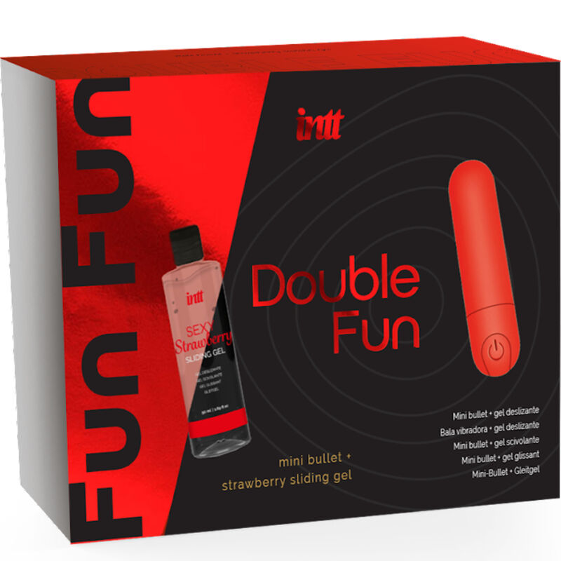 INTT RELEASES - KIT DOUBLE FUN AVEC BULLET VIBRANT ET GEL DE MASSAGE À LA FRAISE - Sensualia