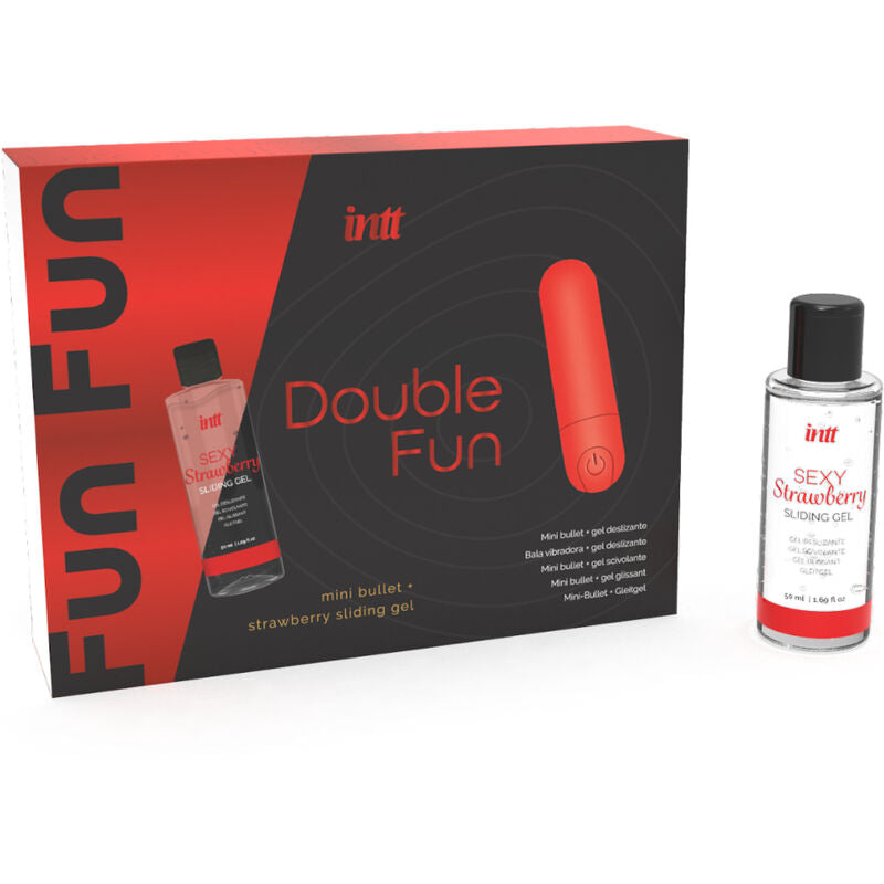 INTT RELEASES - KIT DOUBLE FUN AVEC BULLET VIBRANT ET GEL DE MASSAGE À LA FRAISE - Sensualia