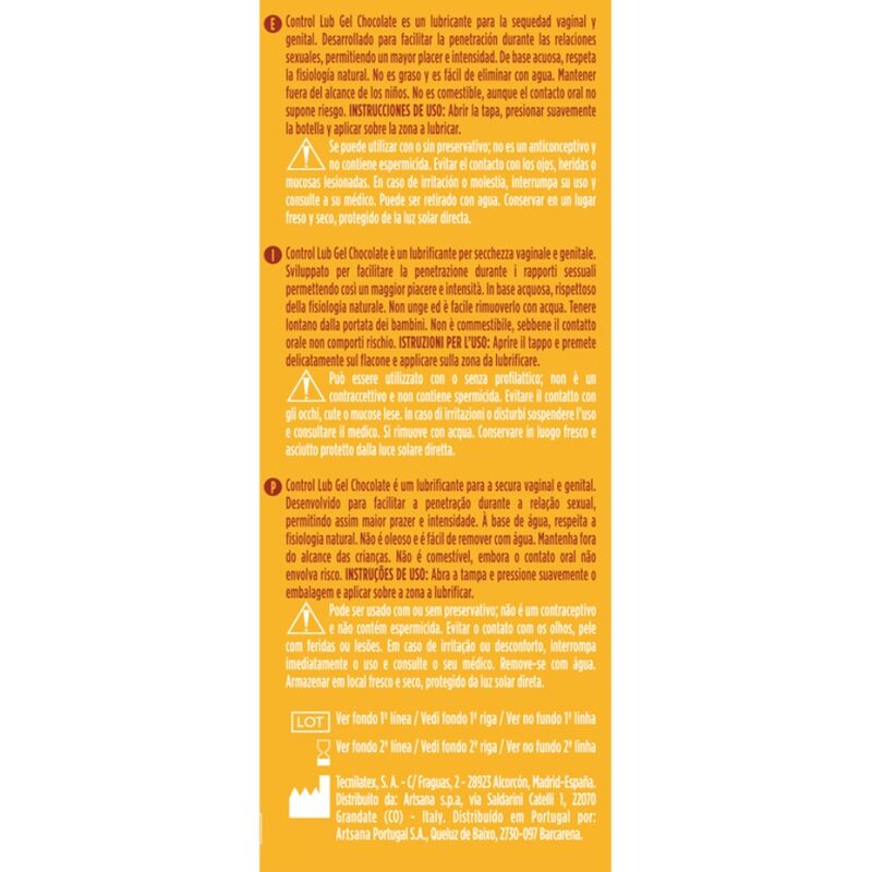 CONTROL - GEL LUBRIFIANT LUB CHOCOLAT 75 ML - Sensualia