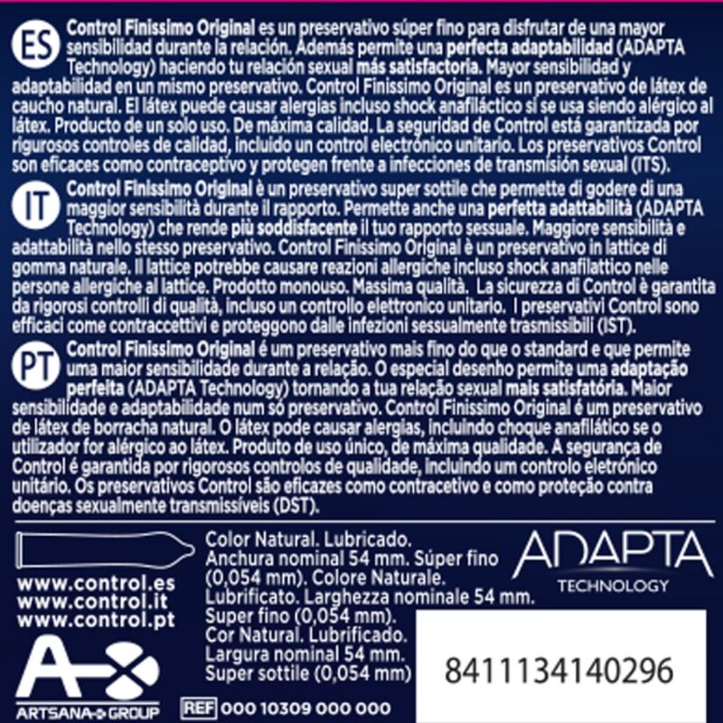 CONTROL - PRÉSERVATIFS FINISSIMO 3 UNITÉS - Sensualia