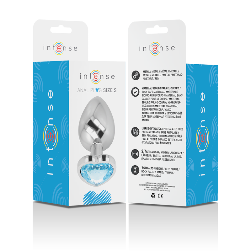 INTENSE - PLUG ANAL MÉTAL ALUMINIUM COEUR BLEU TAILLE S - Sensualia