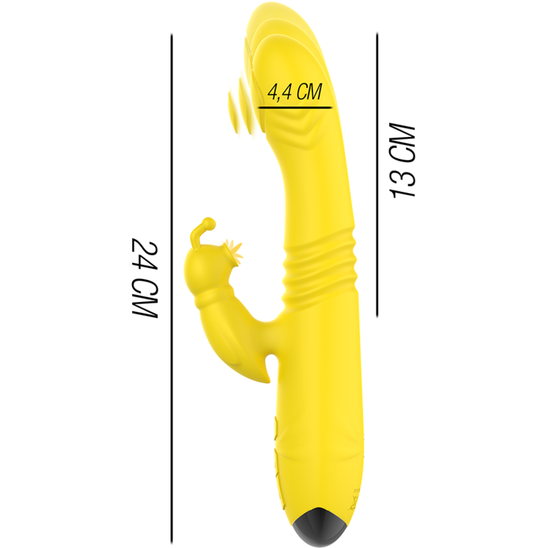 INTENSE - VIBRATEUR MULTIFONCTION TOKY UP & DOWN AVEC STIMULATEUR CLITORAL JAUNE - Sensualia