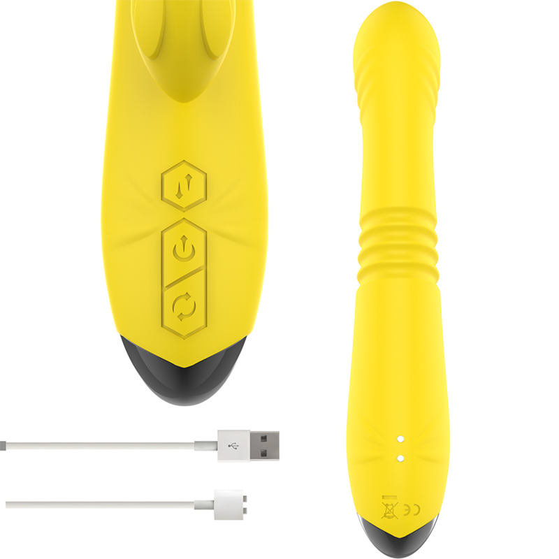 INTENSE - VIBRATEUR MULTIFONCTION TOKY UP & DOWN AVEC STIMULATEUR CLITORAL JAUNE - Sensualia