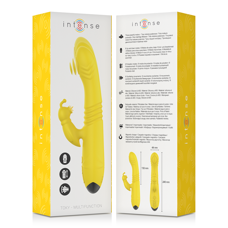 INTENSE - VIBRATEUR MULTIFONCTION TOKY UP & DOWN AVEC STIMULATEUR CLITORAL JAUNE - Sensualia