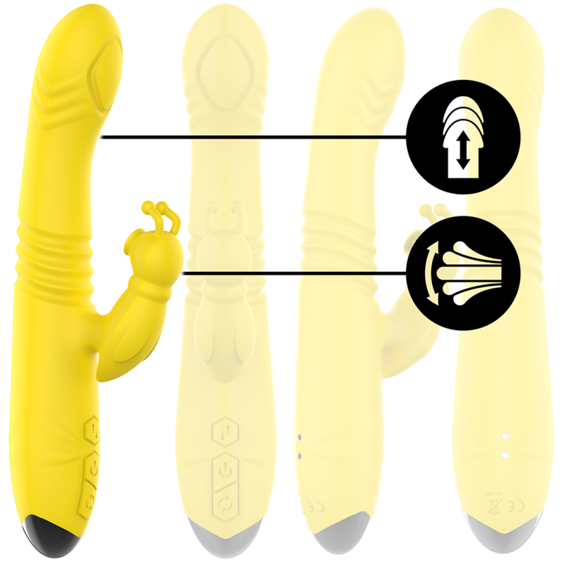 INTENSE - VIBRATEUR MULTIFONCTION TOKY UP & DOWN AVEC STIMULATEUR CLITORAL JAUNE - Sensualia
