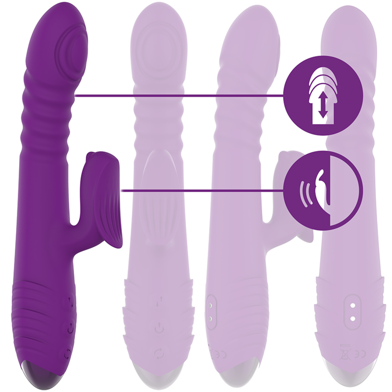 INTENSE - VIBRATEUR RECHARGEABLE MULTIFONCTION IGGY UP & DOWN AVEC STIMULATEUR CLITORAL VIOLET - Sensualia