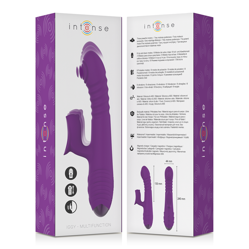 INTENSE - VIBRATEUR RECHARGEABLE MULTIFONCTION IGGY UP & DOWN AVEC STIMULATEUR CLITORAL VIOLET - Sensualia