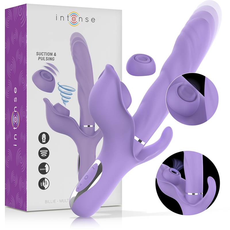 INTENSE - VIBRATEUR RECHARGEABLE MULTIFONCTION BILLIE ASPIRATION ET PULSATION VIOLET - Sensualia