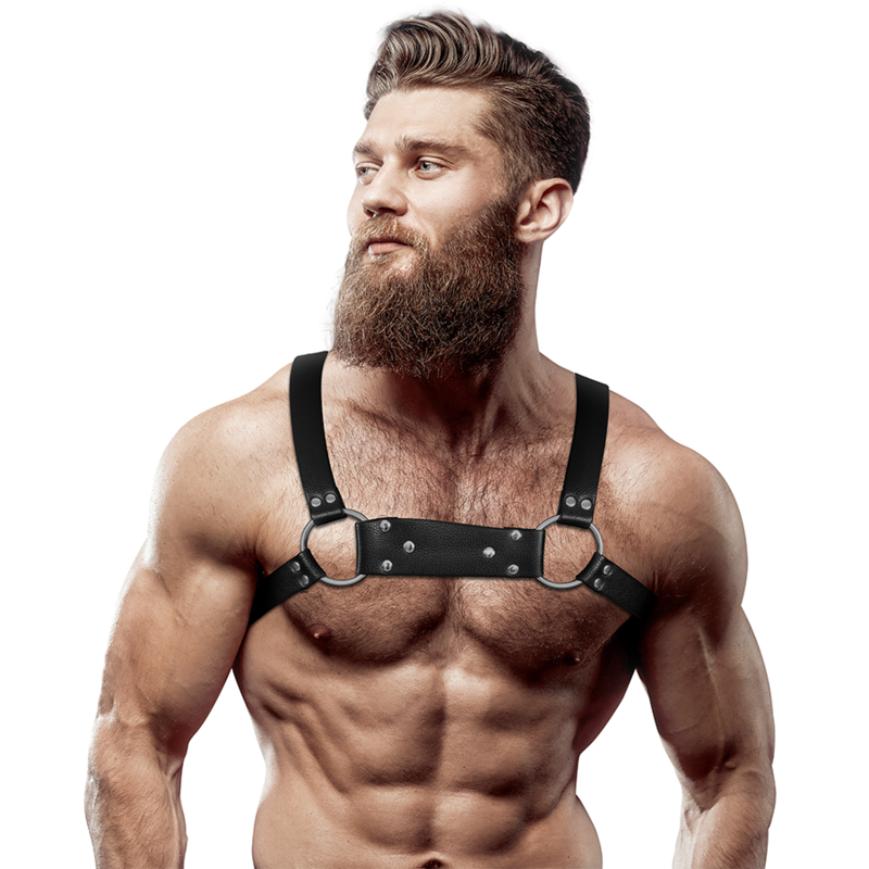 FETISH SUBMISSIVE ATTITUDE - HARNAIS POITRINE BULLDOG EN CUIR ÉCOLOGIQUE POUR HOMMES TAILLE M/L - Sensualia