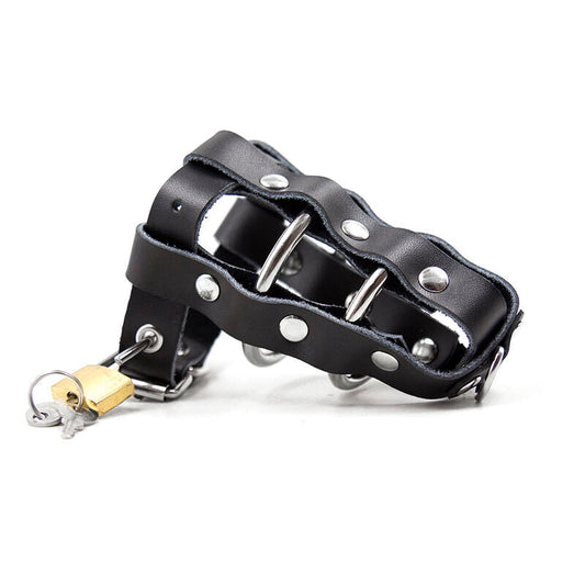 OHMAMA FETISH - ETUI EN CUIR AVEC ANNEAUX MÉTALLIQUES ET CADENAS OHMAMA FETISH