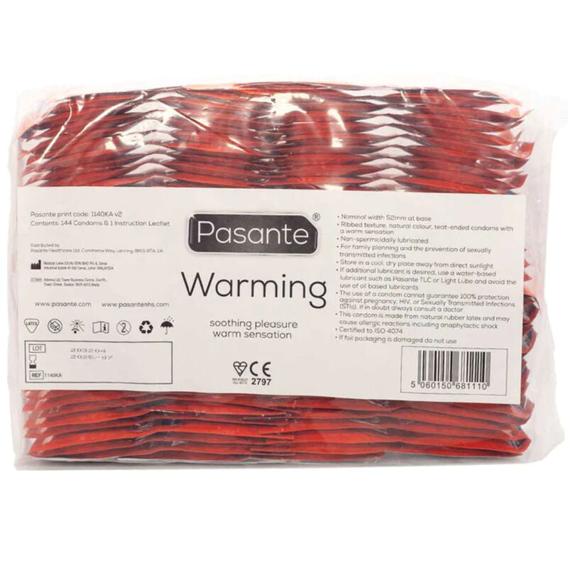 PASANTE - PRÉSERVATIFS EFFET CHAUFFANT SAC 144 UNITÉS - Sensualia