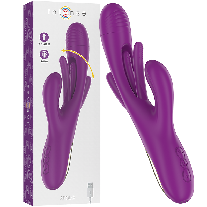 INTENSE - APOLO VIBRATEUR MULTIFONCTION RECHARGEABLE 7 VIBRATIONS AVEC LANGUE OSCILLANTE VIOLET - Sensualia