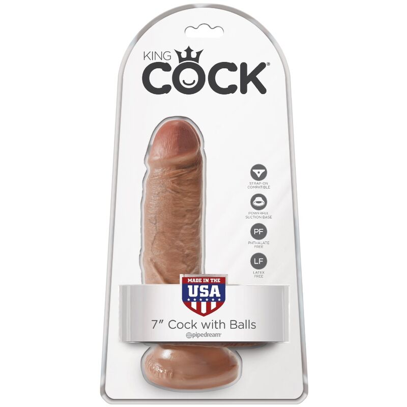 KING COCK - PÉNIS RÉALISTE AVEC BOULES 13.2 CM CARAMEL - Sensualia