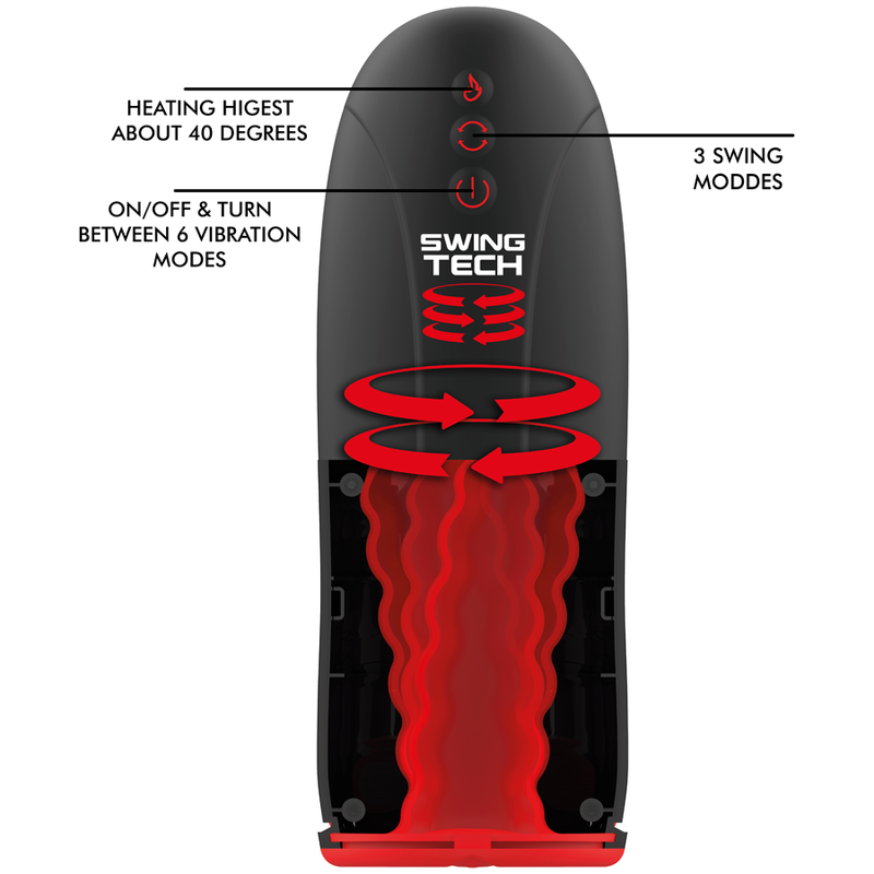 JAMYJOB - MASTURBATEUR  EFFET CHAUFFANT SWING-R, SWING TECH ET VIBRATION - Sensualia