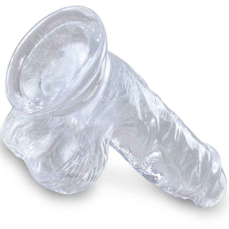 KING COCK - CLEAR PÉNIS RÉALISTE AVEC BOULES 10.1 CM TRANSPARENT - Sensualia