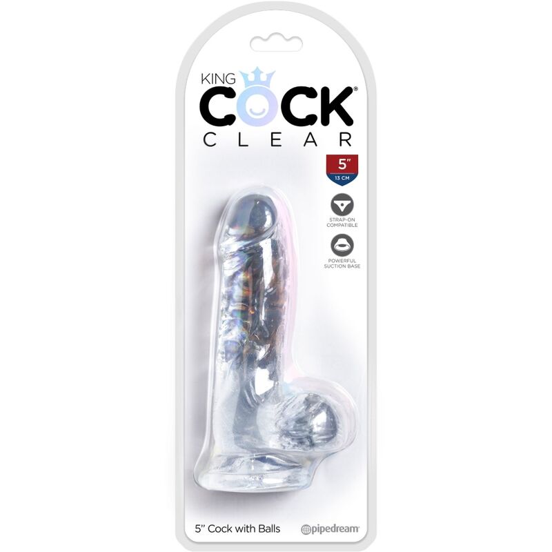 KING COCK - CLEAR PÉNIS RÉALISTE AVEC BOULES 10.1 CM TRANSPARENT - Sensualia