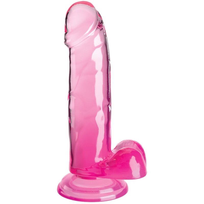 KING COCK - CLEAR PÉNIS RÉALISTE AVEC BOULES 15.2 CM ROSE - Sensualia