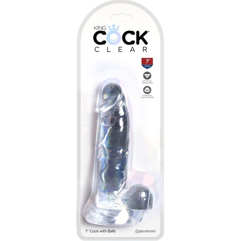 KING COCK - CLEAR PÉNIS RÉALISTE AVEC BOULES 15.2 CM TRANSPARENT - Sensualia