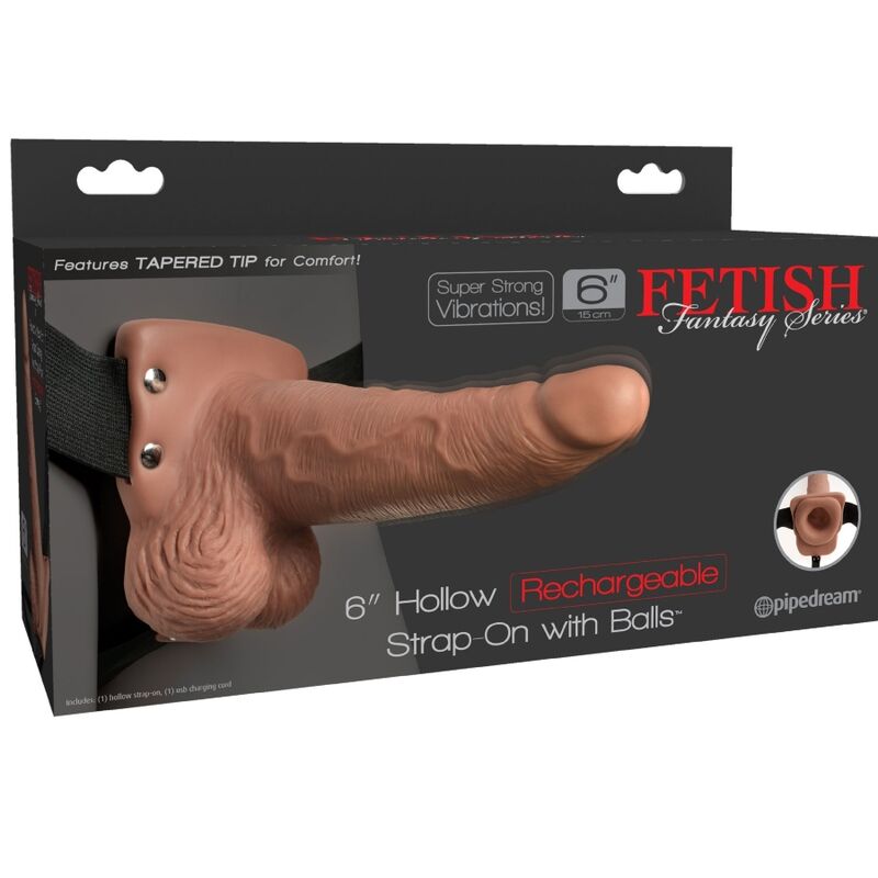 FETISH FANTASY SERIES - HARNAIS RÉGLABLE PÉNIS RÉALISTE AVEC TESTICULES RECHARGEABLES ET VIBRATEUR 15 CM - Sensualia