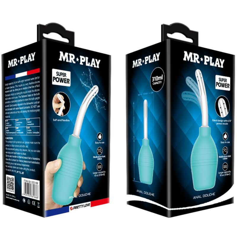 MR PLAY - DOUCHE EN CAOUTCHOUC BLEU POIRE ANAL - Sensualia