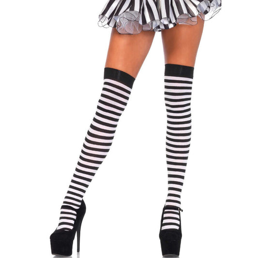 LEG AVENUE - CHAUSSETTES HAUTE RAYÉES NOIR/BLANC LEG AVENUE HOSIERY