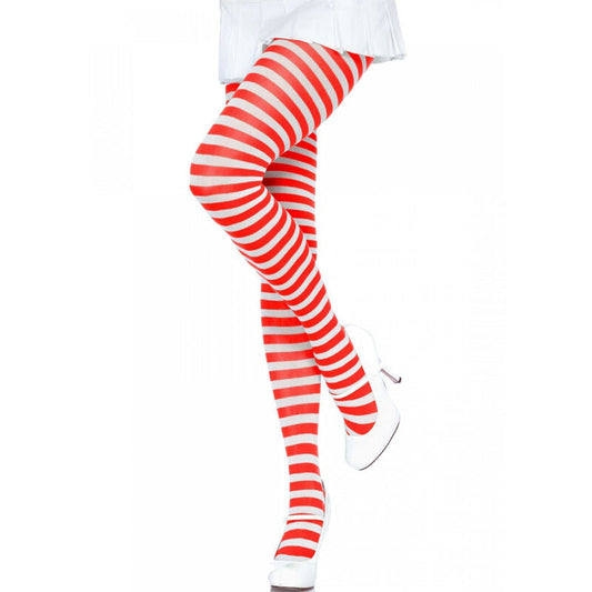 LEG AVENUE - COLLANTS  RAYURES BLANC/ROUGE LEG AVENUE HOSIERY