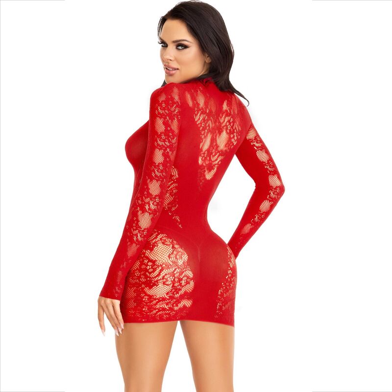 LEG AVENUE - MINI ROBE AVEC DENTELLE MANCHES LONGUES ROUGE - Sensualia