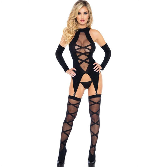 LEG AVENUE - ENSEMBLE 3 PIÈCES BODY + BAS + MANCHES - Sensualia