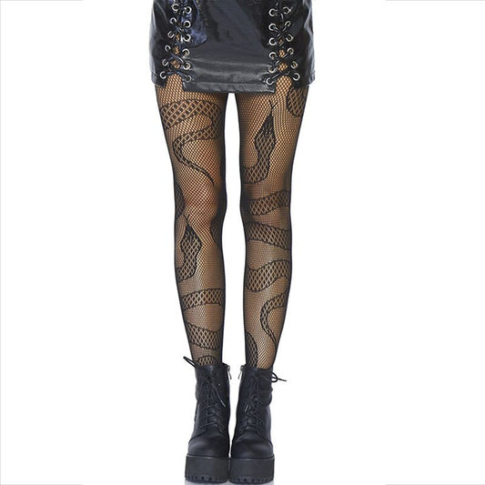 LEG AVENUE - BAS NET SERPENTS NOIR LEG AVENUE HOSIERY