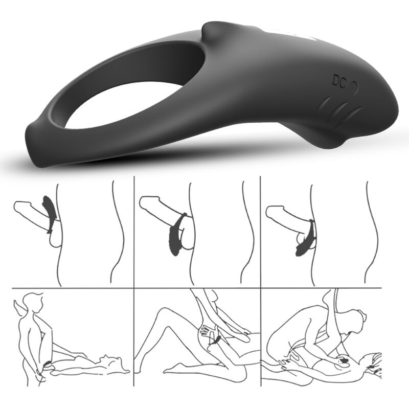 ARMONY - ANNEAU VIBRATEUR SHARK POUR COUPLES TÉLÉCOMMANDE NOIR ARMONY FOR HIM