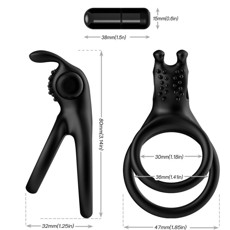 ARMONY - ANNEAU VIBRATEUR DOUBLE TRAVELER POUR COUPLES LAPIN NOIR ARMONY FOR HIM