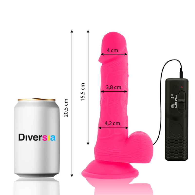 DIVERSIA - DILDO VIBRANT FLEXIBLE ROSE 20.5 CM -O- 4.2 CM - Sensualia