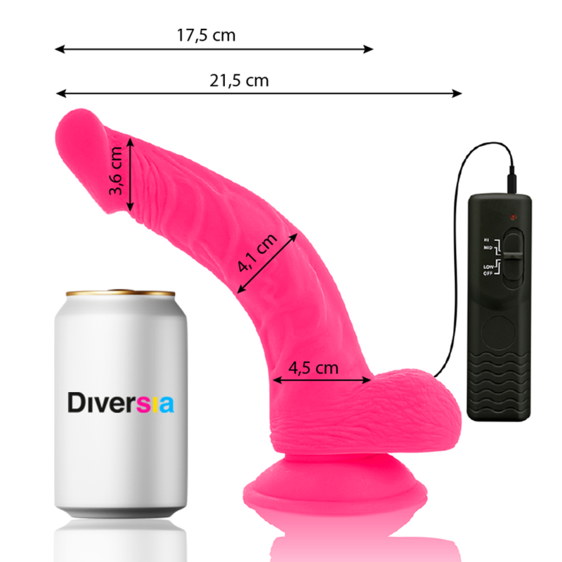 DIVERSIA - DILDO VIBRANT FLEXIBLE ROSE 21.5 CM -O- 4.5 CM - Sensualia