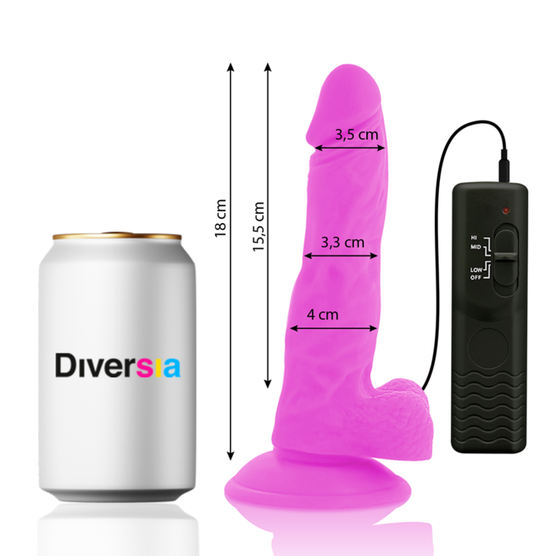 DIVERSIA - DILDO VIBRANT FLEXIBLE VIOLET 18 CM -O- 4 CM - Sensualia