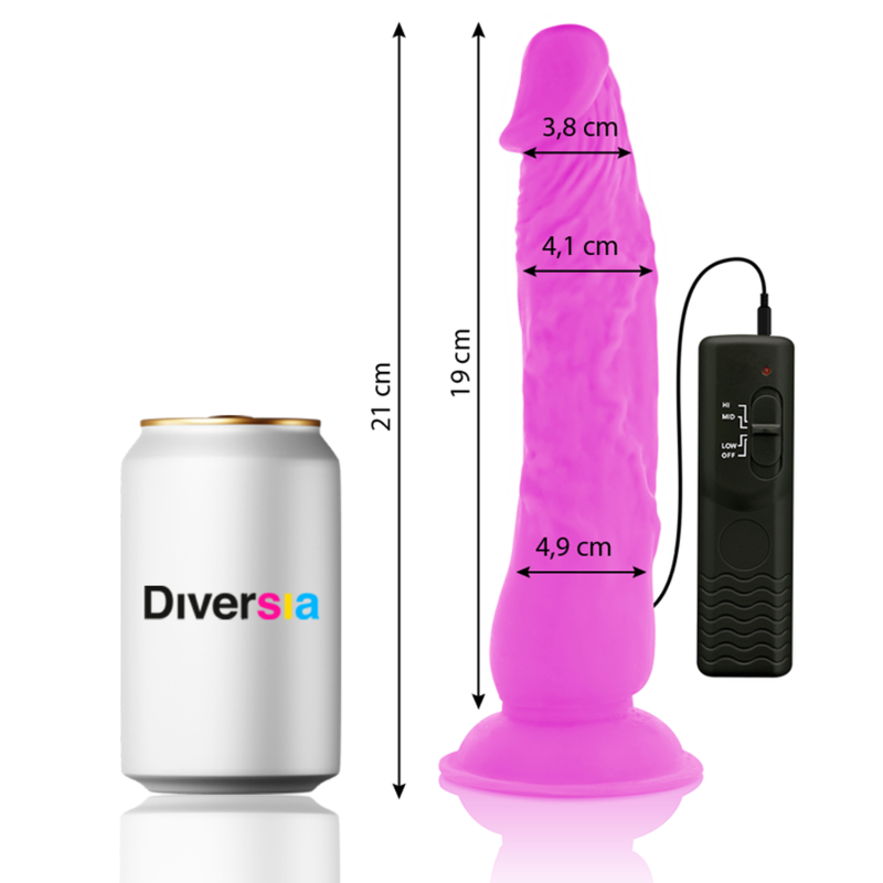DIVERSIA - DILDO VIBRANT FLEXIBLE VIOLET 21 CM -O- 4.9 CM - Sensualia