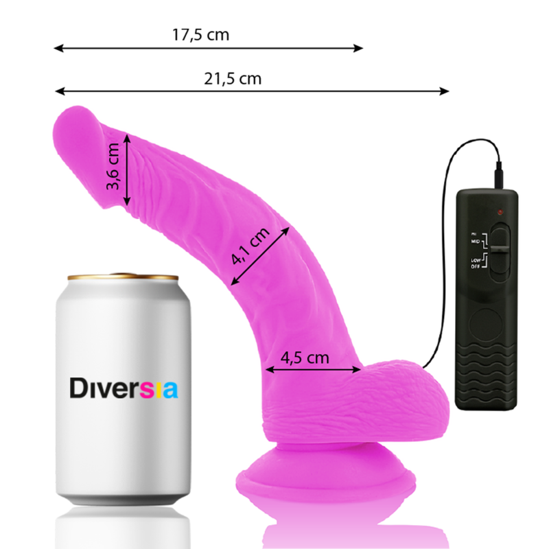 DIVERSIA - DILDO VIBRANT FLEXIBLE VIOLET 21.5 CM -O- 4.5 CM - Sensualia