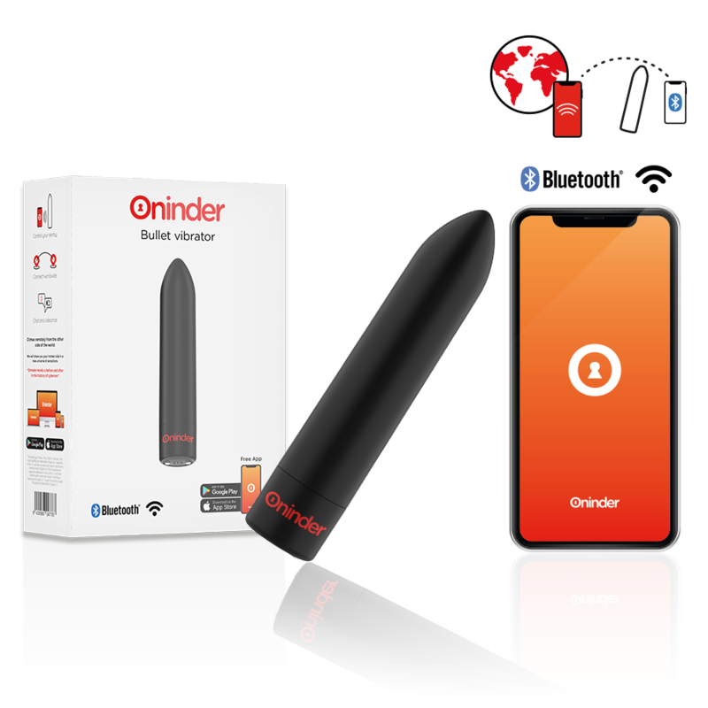 ONINDER - BERLIN VIBRATEUR BULLET NOIR 9 MODES 8,5 X 2 CM - APPLICATION GRATUITE ONINDER