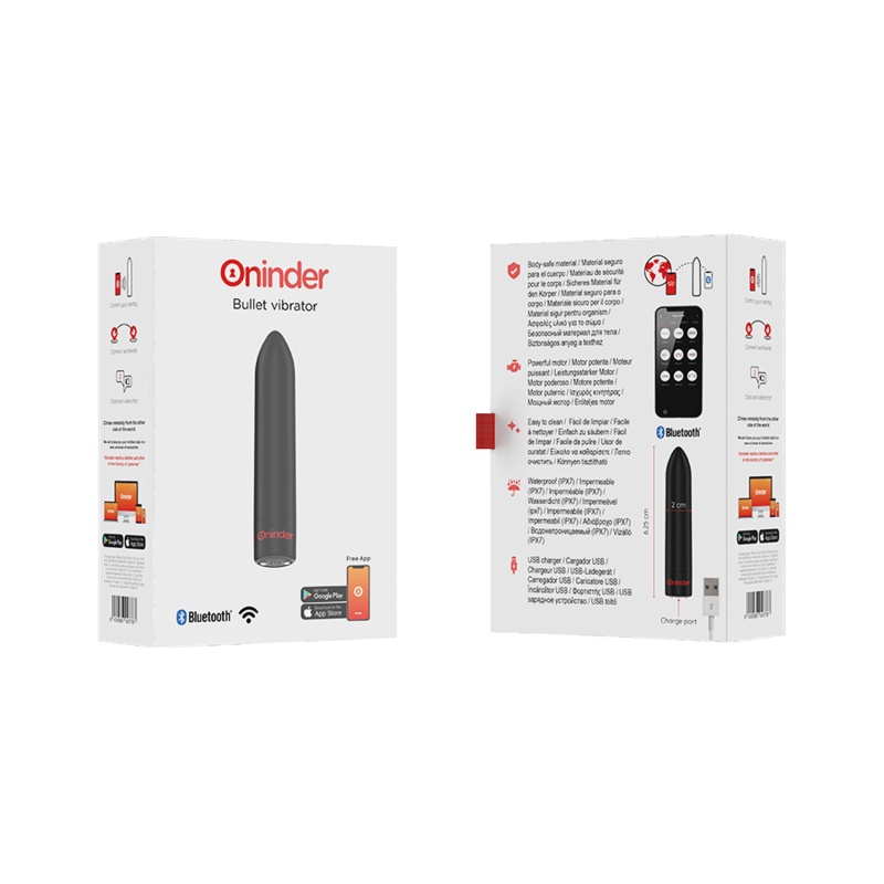 ONINDER - BERLIN VIBRATEUR BULLET NOIR 9 MODES 8,5 X 2 CM - APPLICATION GRATUITE - Sensualia
