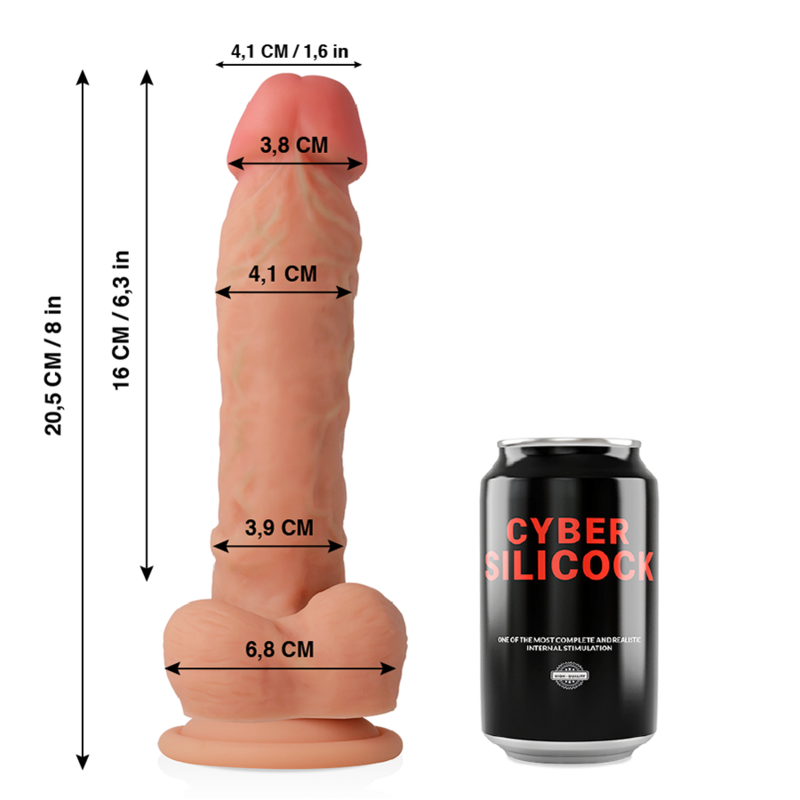 CYBER SILICOCK - DONG EN SILICONE LIQUIDE DOUX ULTRA RÉALISTE 20.5 CM -O- 4.1 CM - Sensualia