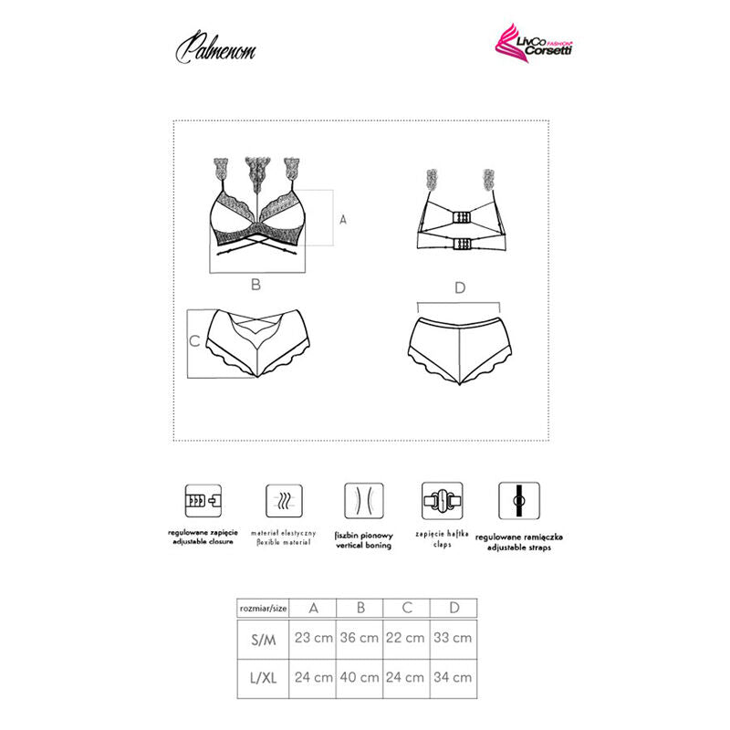 LIVCO CORSETTI FASHION - PALMENOM LC 90614 SUJETADOR + PANTY NEGRO - Sensualia